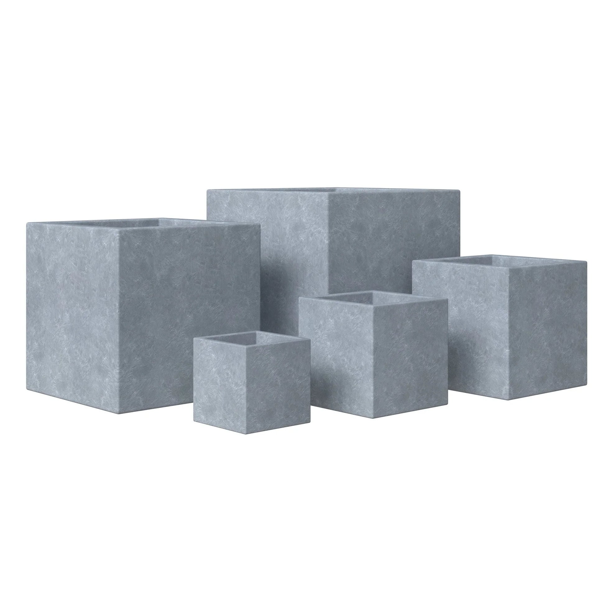 Fern 5-Piece Modern Fiberstone and MGO Clay Square Planter Set for Indoor and Outdoor - Elax Furniture