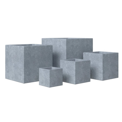 Fern 5-Piece Modern Fiberstone and MGO Clay Square Planter Set for Indoor and Outdoor - Elax Furniture