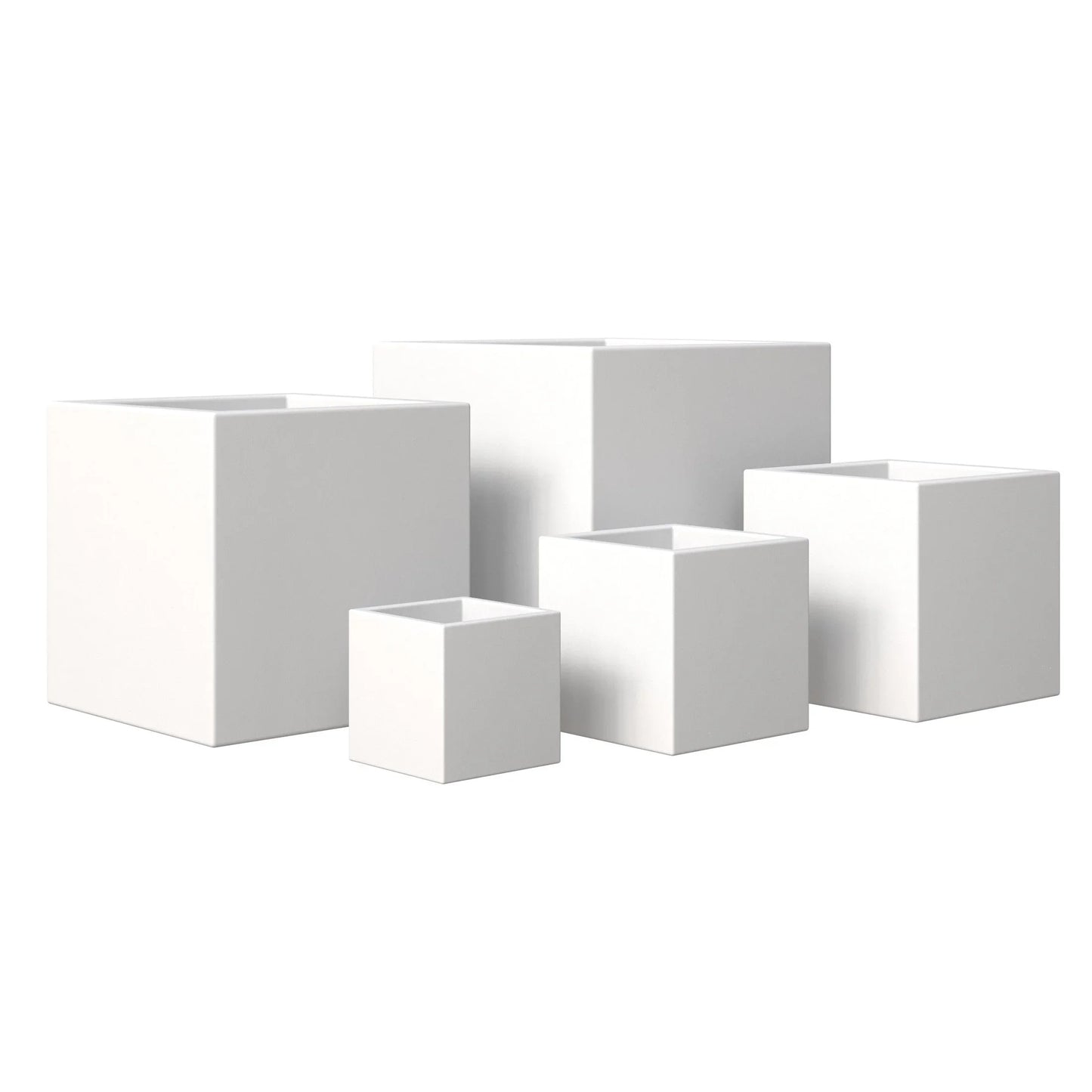 Fern 5-Piece Modern Fiberstone and MGO Clay Square Planter Set for Indoor and Outdoor - Elax Furniture