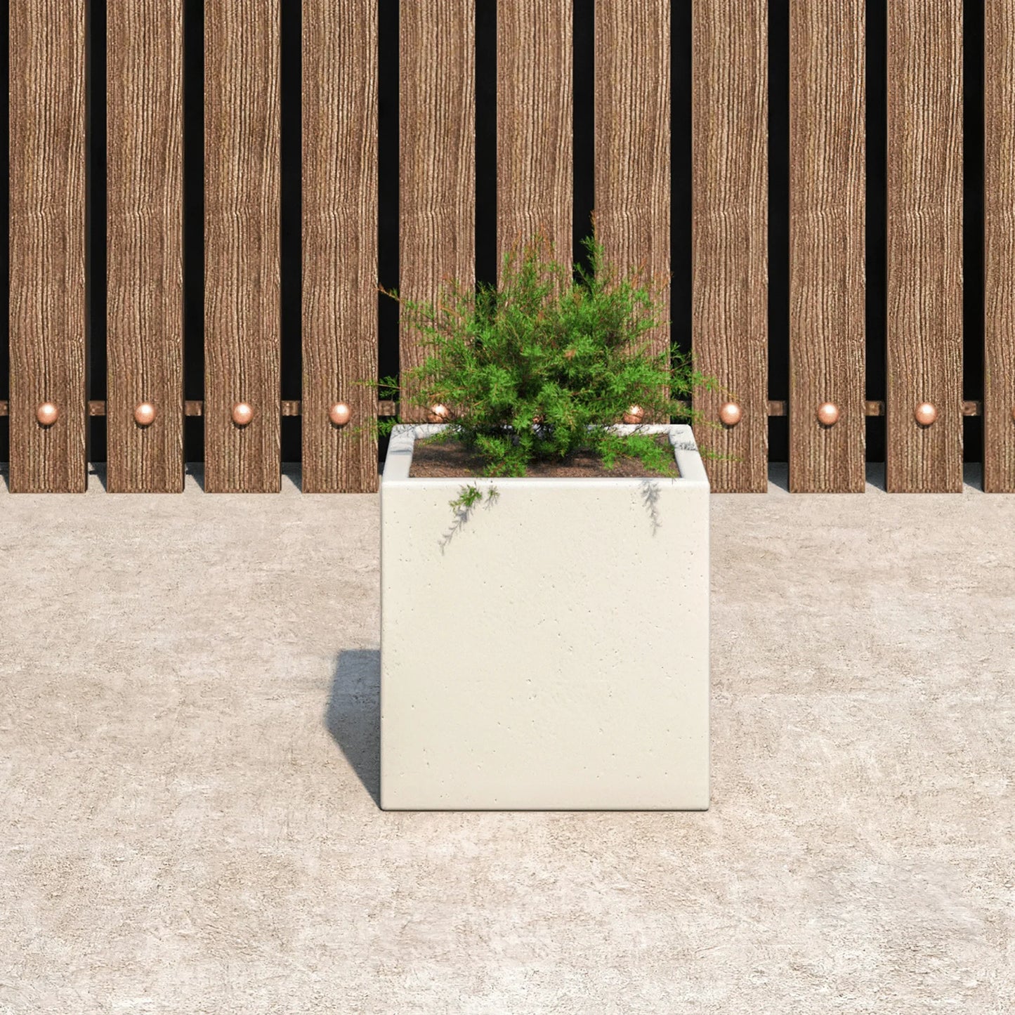 Fern Fiberstone and MGO Clay Mid-Century Modern Square Planter Pot for Indoor and Outdoor - Elax Furniture