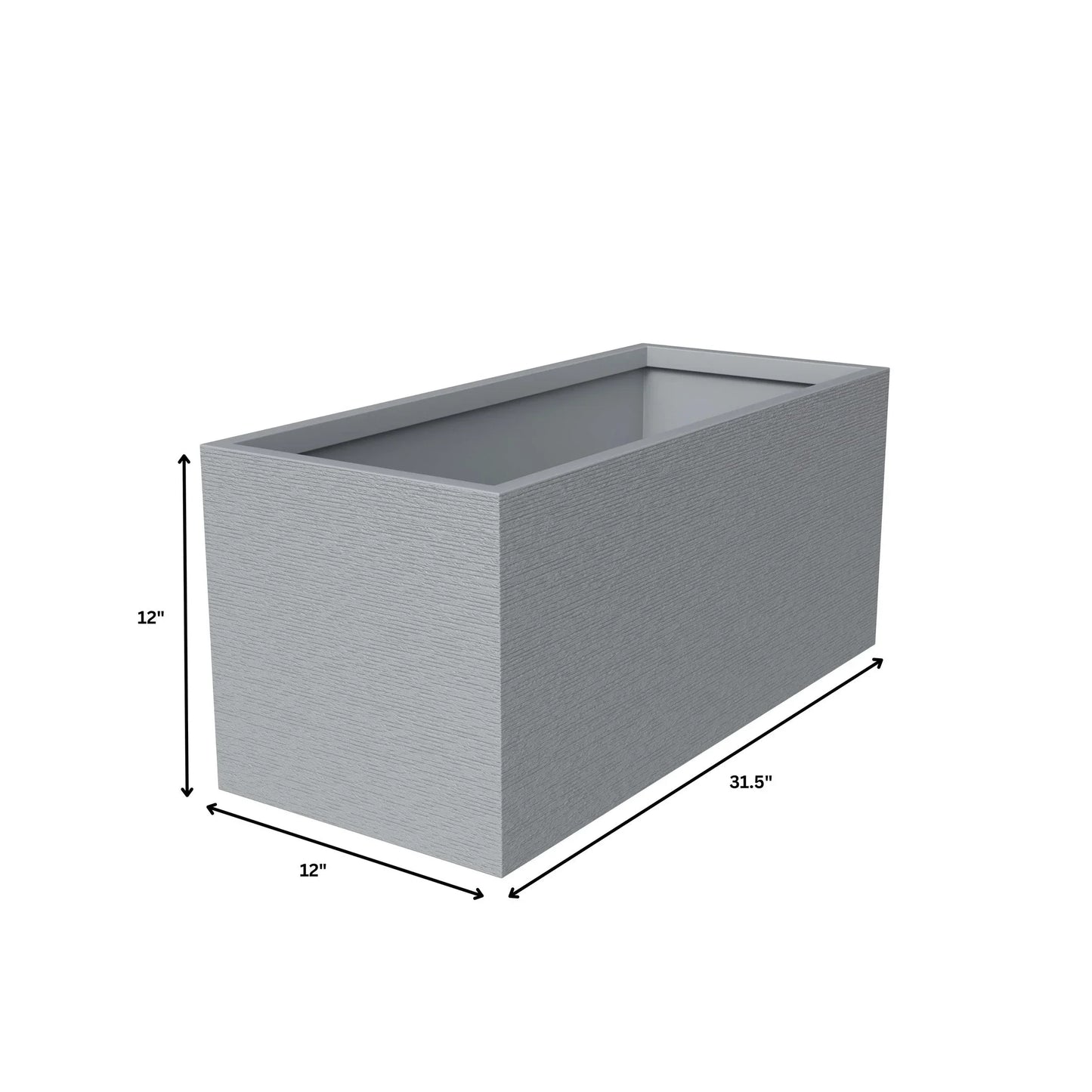 Flora Modern Rectangular Planter Pot in Fiberstone and Clay Weather Resistant Design in Grey - Elax Furniture