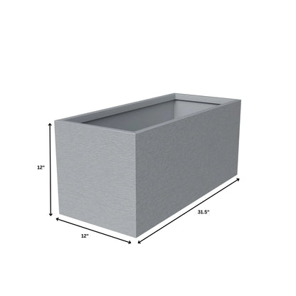 Flora Modern Rectangular Planter Pot in Fiberstone and Clay Weather Resistant Design in Grey - Elax Furniture