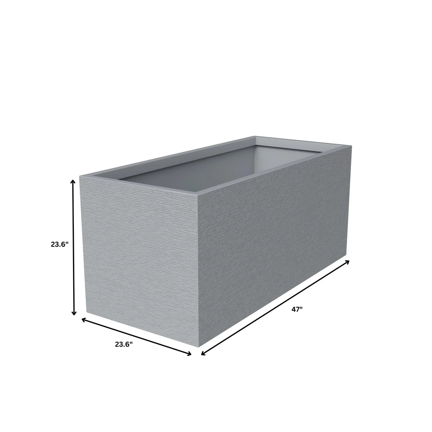 Flora Modern Rectangular Planter Pot in Fiberstone and Clay Weather Resistant Design in Grey - Elax Furniture