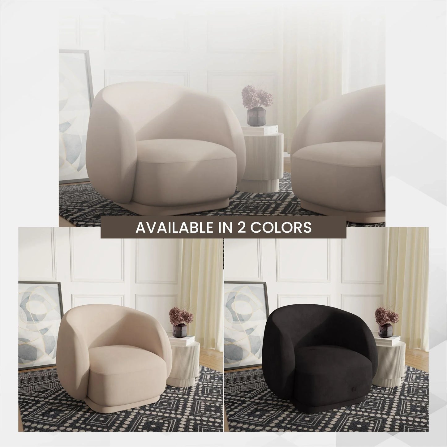 Faze Accent Chair Upholstered in Velvet Single-Seater Sofa Padded Seat and Back - Elax Furniture