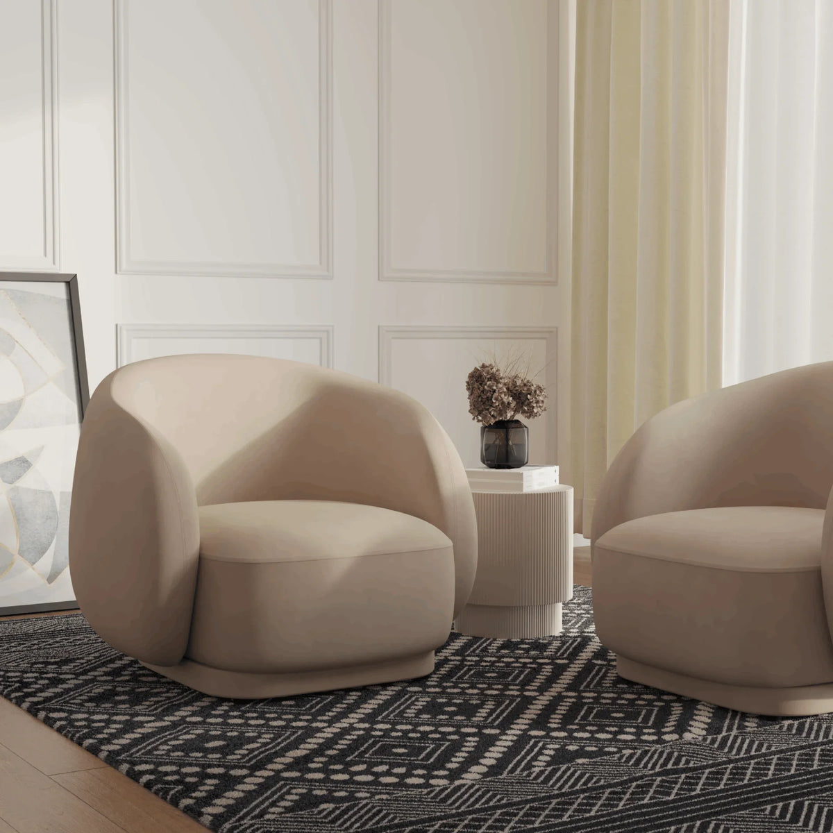 Faze Accent Chair Upholstered in Velvet Single-Seater Sofa Padded Seat and Back - Elax Furniture