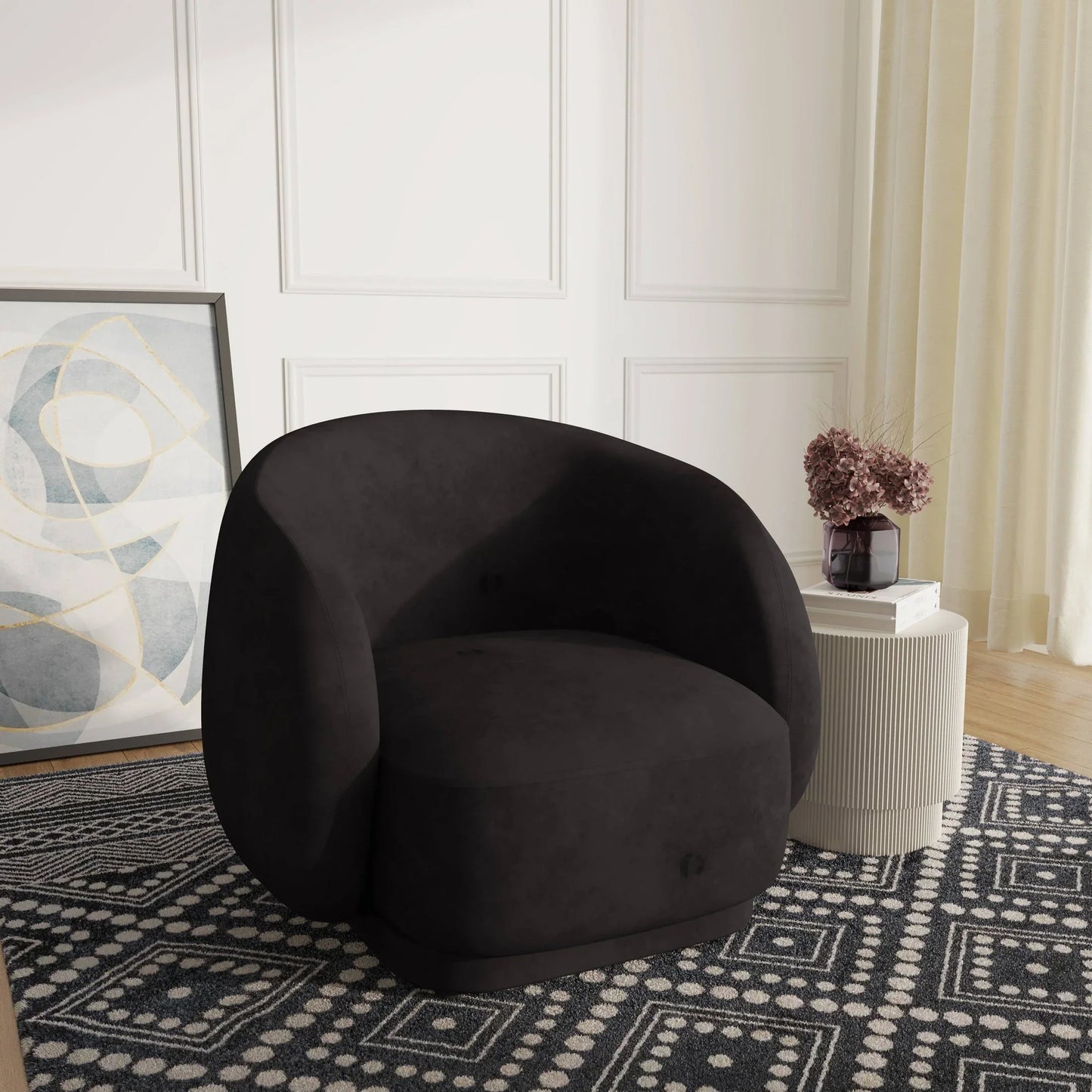 Faze Accent Chair Upholstered in Velvet Single-Seater Sofa Padded Seat and Back - Elax Furniture
