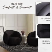 Faze Accent Chair Upholstered in Velvet Single-Seater Sofa Padded Seat and Back - Elax Furniture