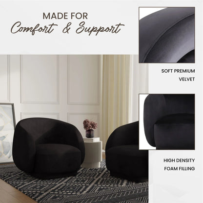 Faze Accent Chair Upholstered in Velvet Single-Seater Sofa Padded Seat and Back - Elax Furniture