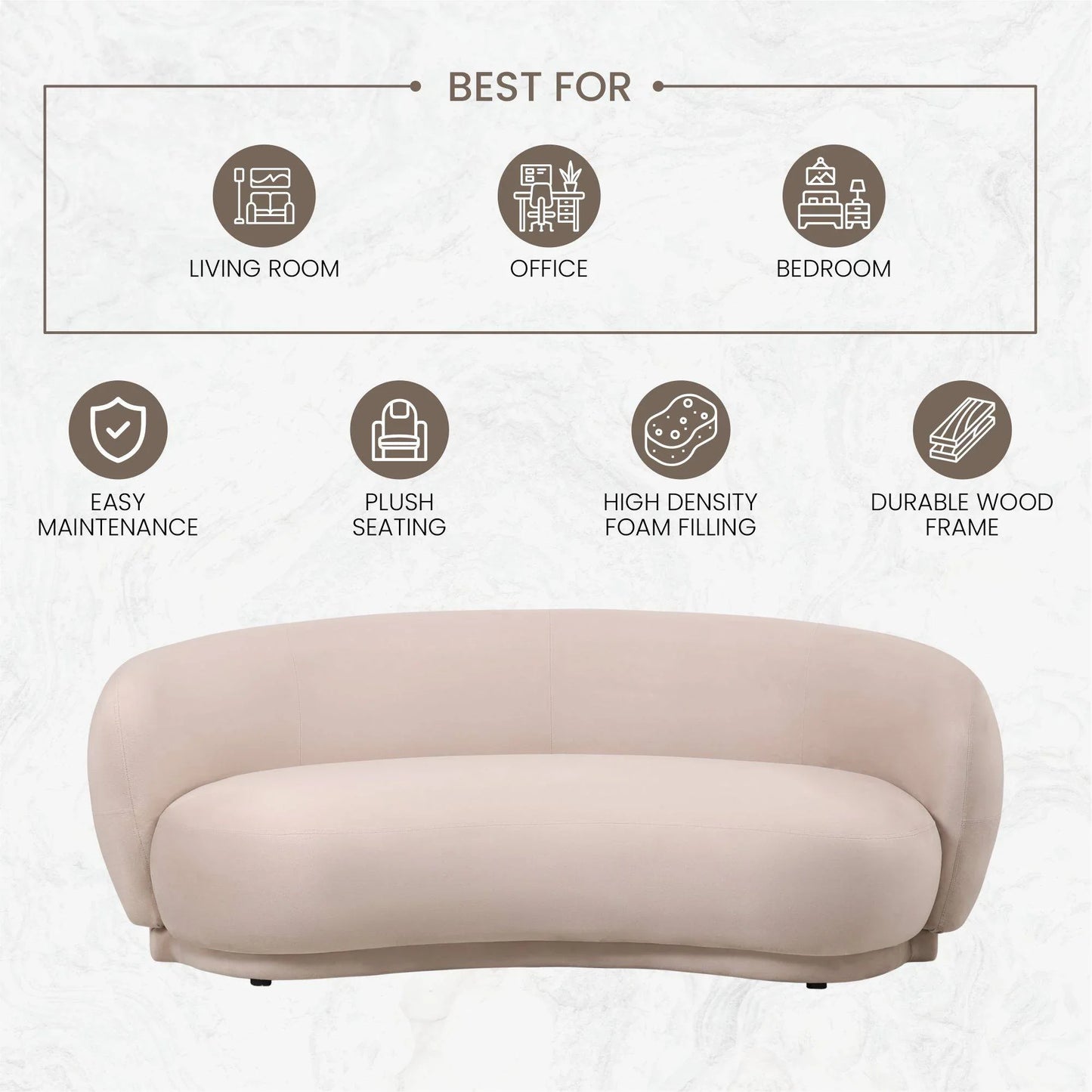 Faze 3-Seater Wide Couch Sofa Upholstered in Velvet - Elax Furniture