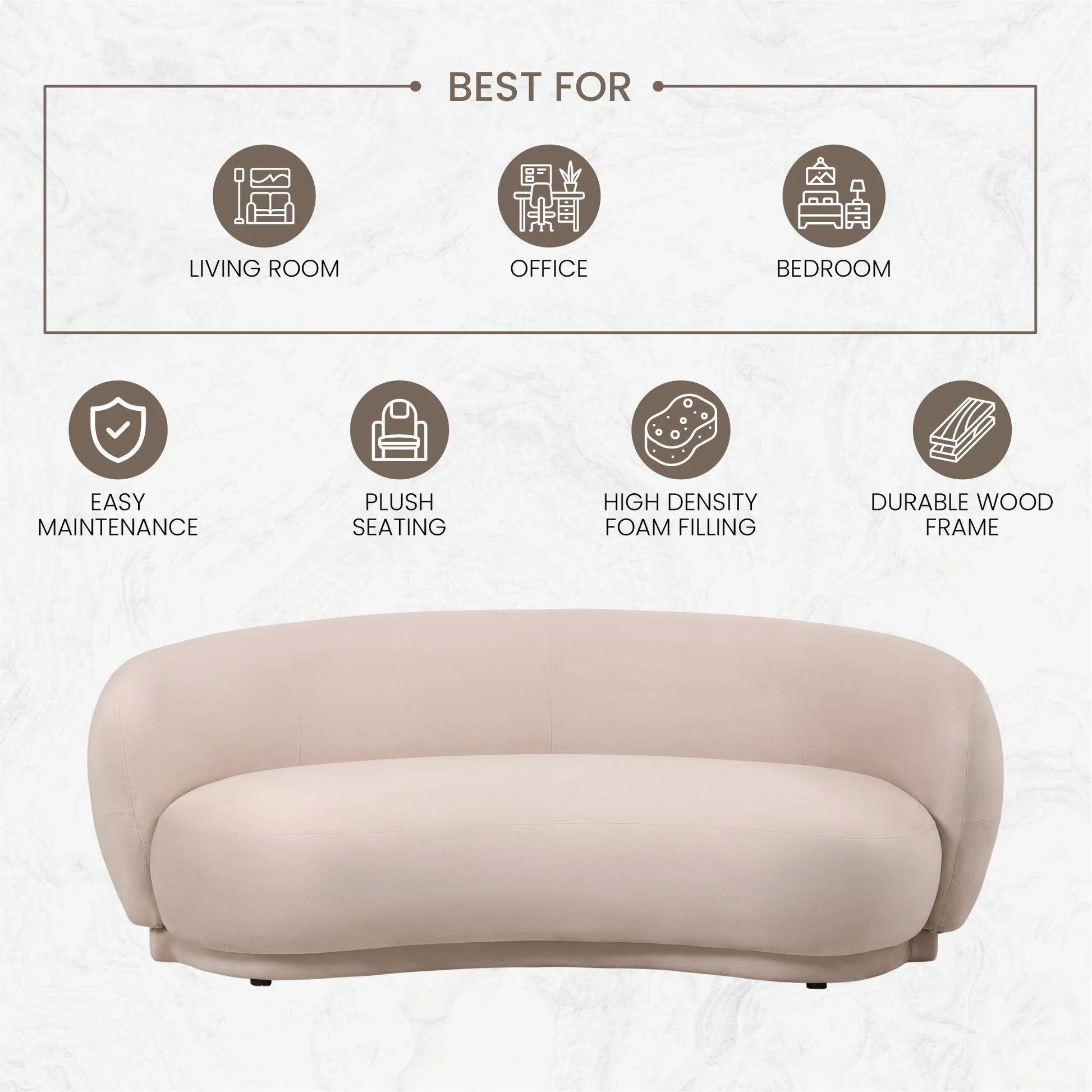 Faze 3-Seater Wide Couch Sofa Upholstered in Velvet - Elax Furniture