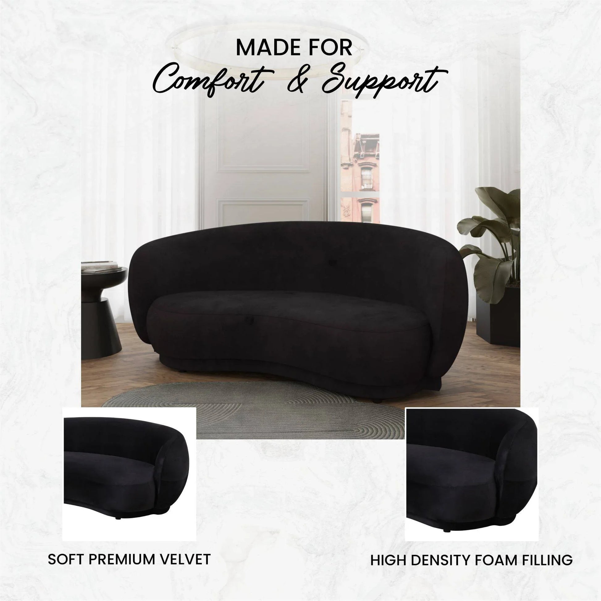 Faze 3-Seater Wide Couch Sofa Upholstered in Velvet - Elax Furniture