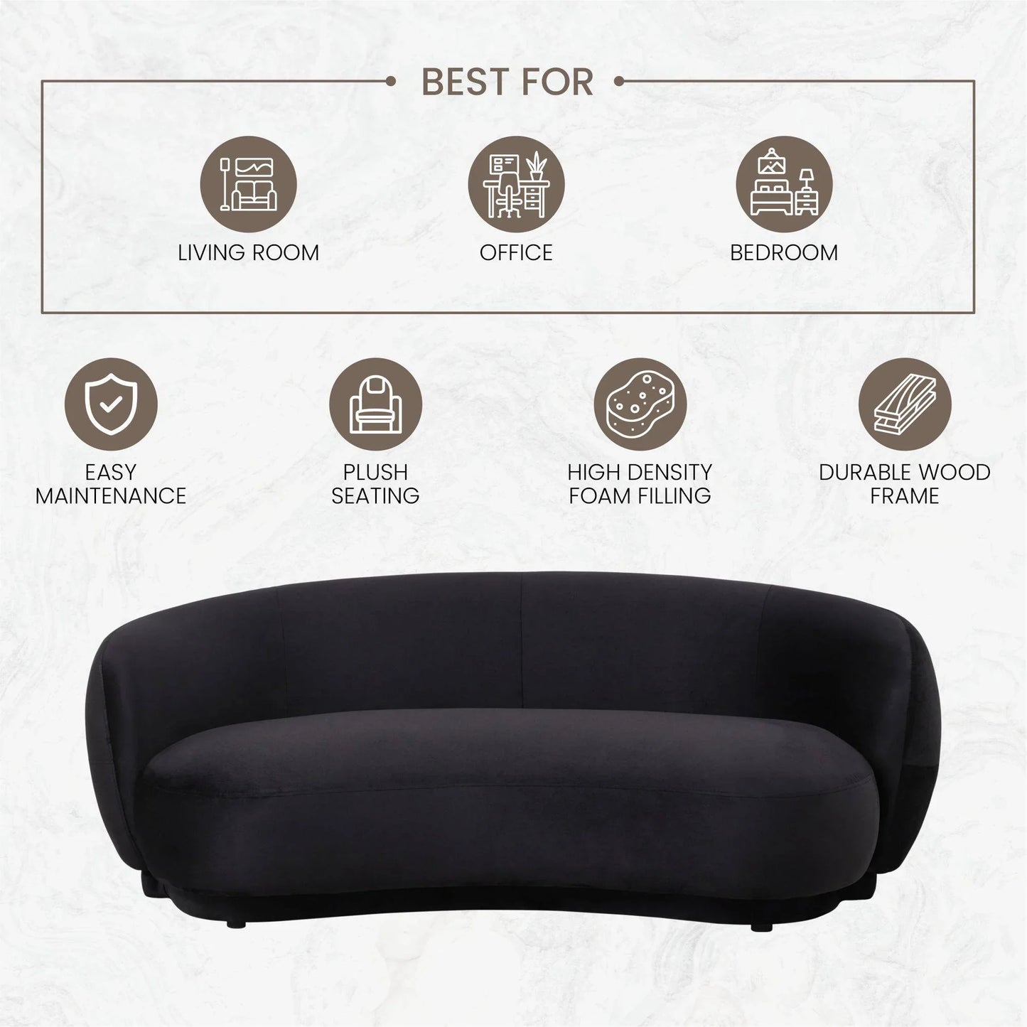 Faze 3-Seater Wide Couch Sofa Upholstered in Velvet - Elax Furniture