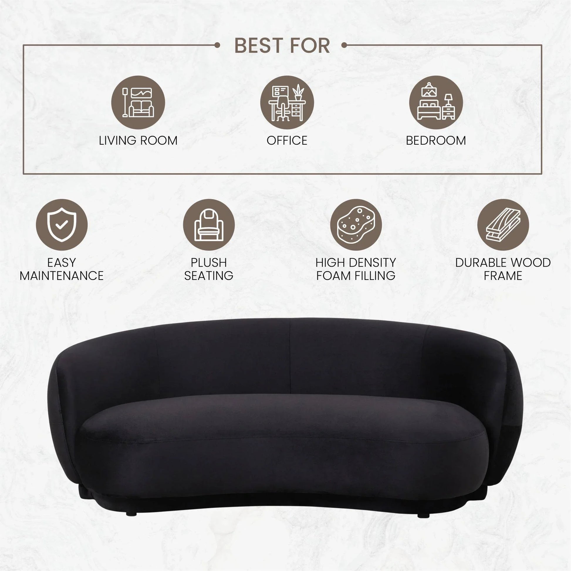 Faze 3-Seater Wide Couch Sofa Upholstered in Velvet - Elax Furniture