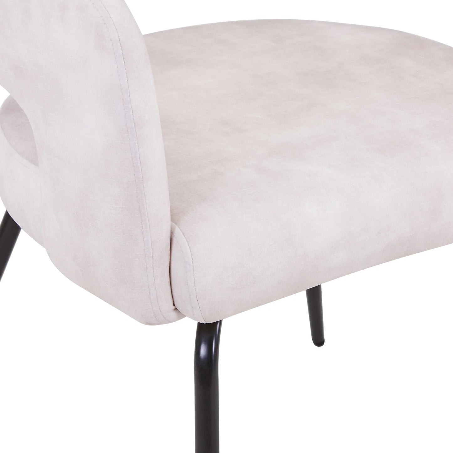 Gavin Dining Chair Upholstered in Leather/Velvet with Open Curved Backrest in Black Iron Set of 2 - Elax Furniture