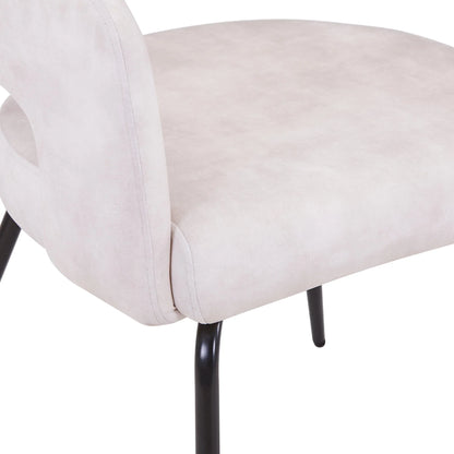 Gavin Dining Chair Upholstered in Leather/Velvet with Open Curved Backrest in Black Iron Set of 2 - Elax Furniture