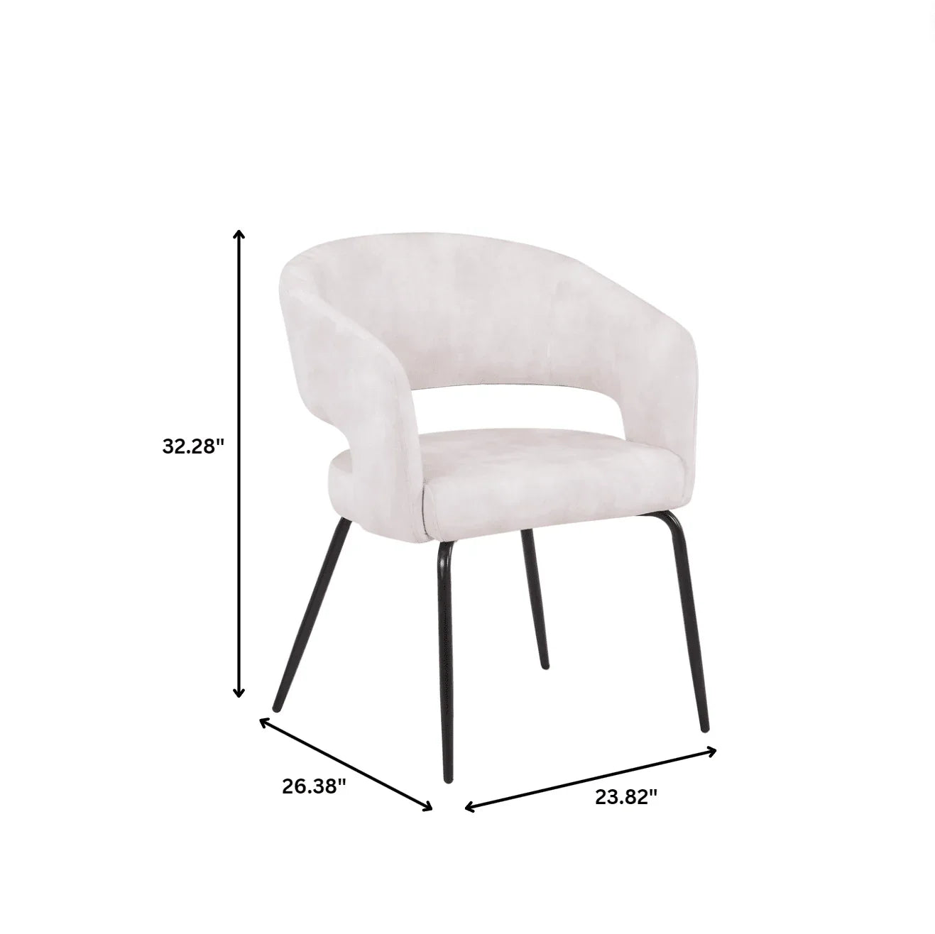 Gavin Dining Chair Upholstered in Leather/Velvet with Open Curved Backrest in Black Iron Set of 2 - Elax Furniture