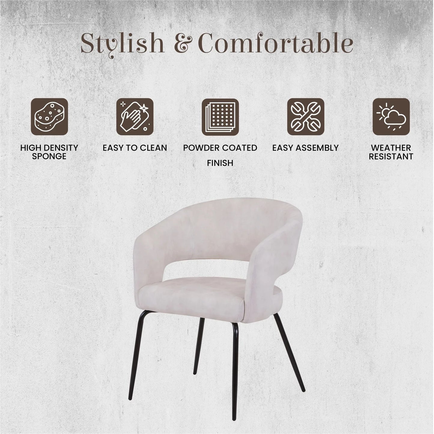 Gavin Dining Chair Upholstered in Leather/Velvet with Open Curved Backrest in Black Iron Set of 2 - Elax Furniture