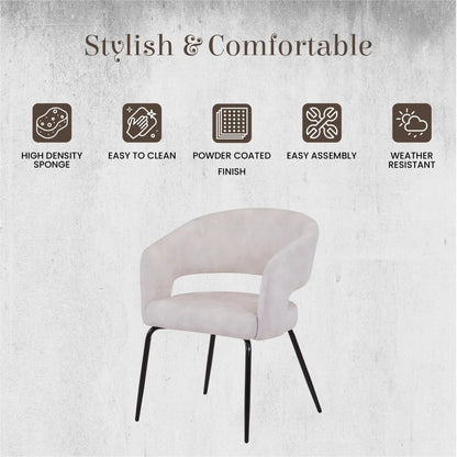 Gavin Dining Chair Upholstered in Leather/Velvet with Open Curved Backrest in Black Iron Set of 2 - Elax Furniture