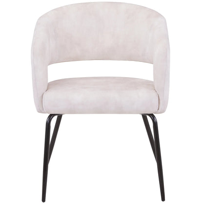 Gavin Dining Chair Upholstered in Leather/Velvet with Open Curved Backrest in Black Iron Set of 2 - Elax Furniture