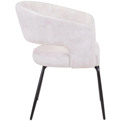 Gavin Dining Chair Upholstered in Leather/Velvet with Open Curved Backrest in Black Iron Set of 2 - Elax Furniture