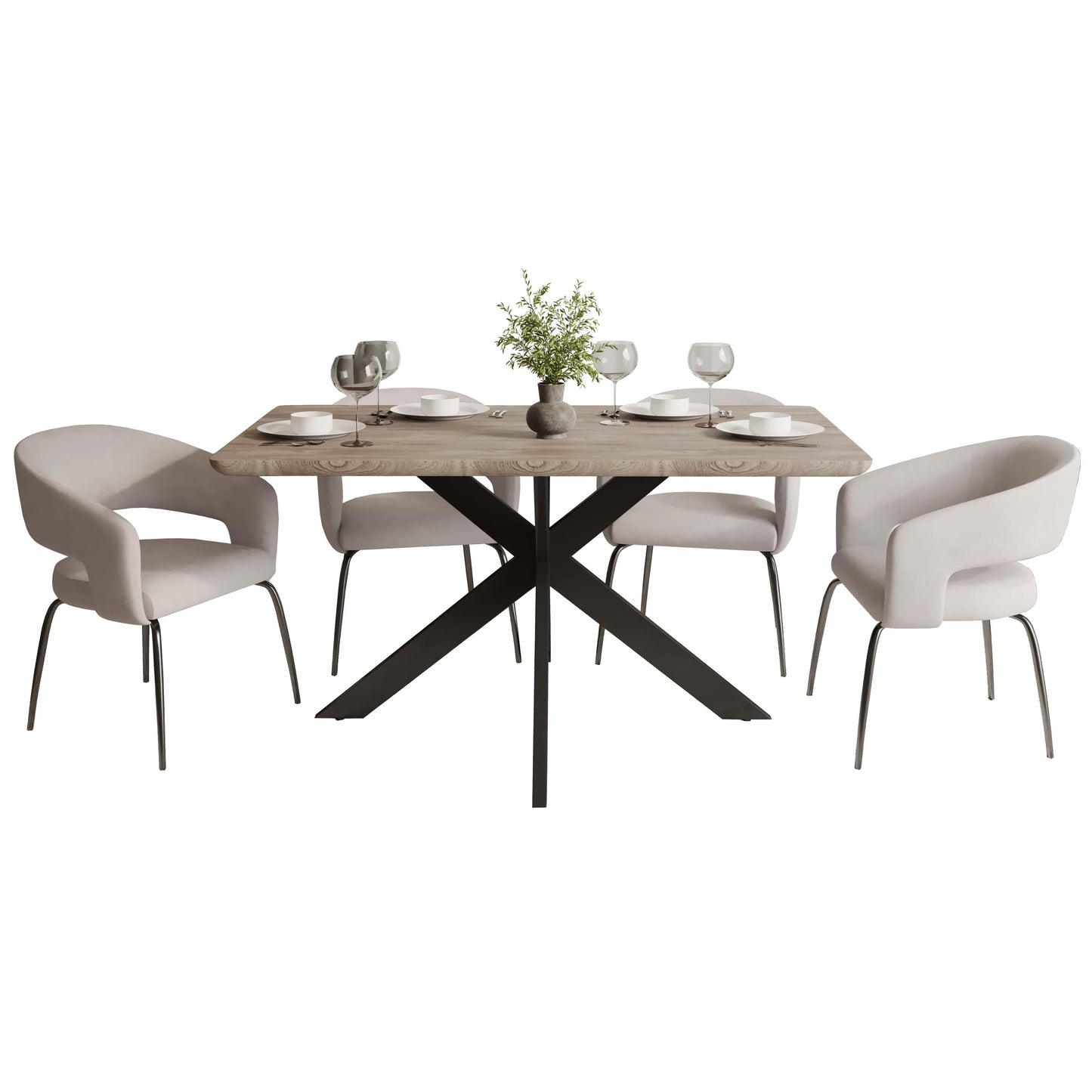 Ravenna 5-Piece Dining Set with Rectangular Dining Table in Maple and 6 Dining Chairs - Elax Furniture