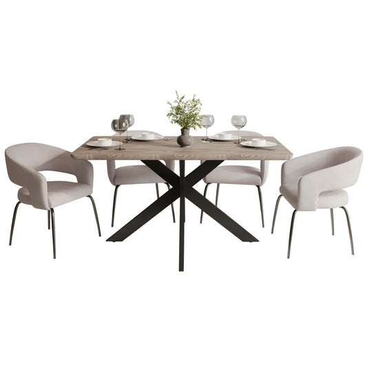 Ravenna 5-Piece Dining Set with Rectangular Dining Table in Maple and 6 Dining Chairs - Elax Furniture