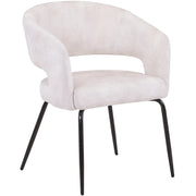 Gavin Dining Chair Upholstered in Leather/Velvet with Open Curved Backrest in Black Iron - Elax Furniture