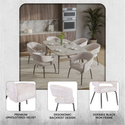 Gavin Dining Chair Upholstered in Leather/Velvet with Open Curved Backrest in Black Iron - Elax Furniture