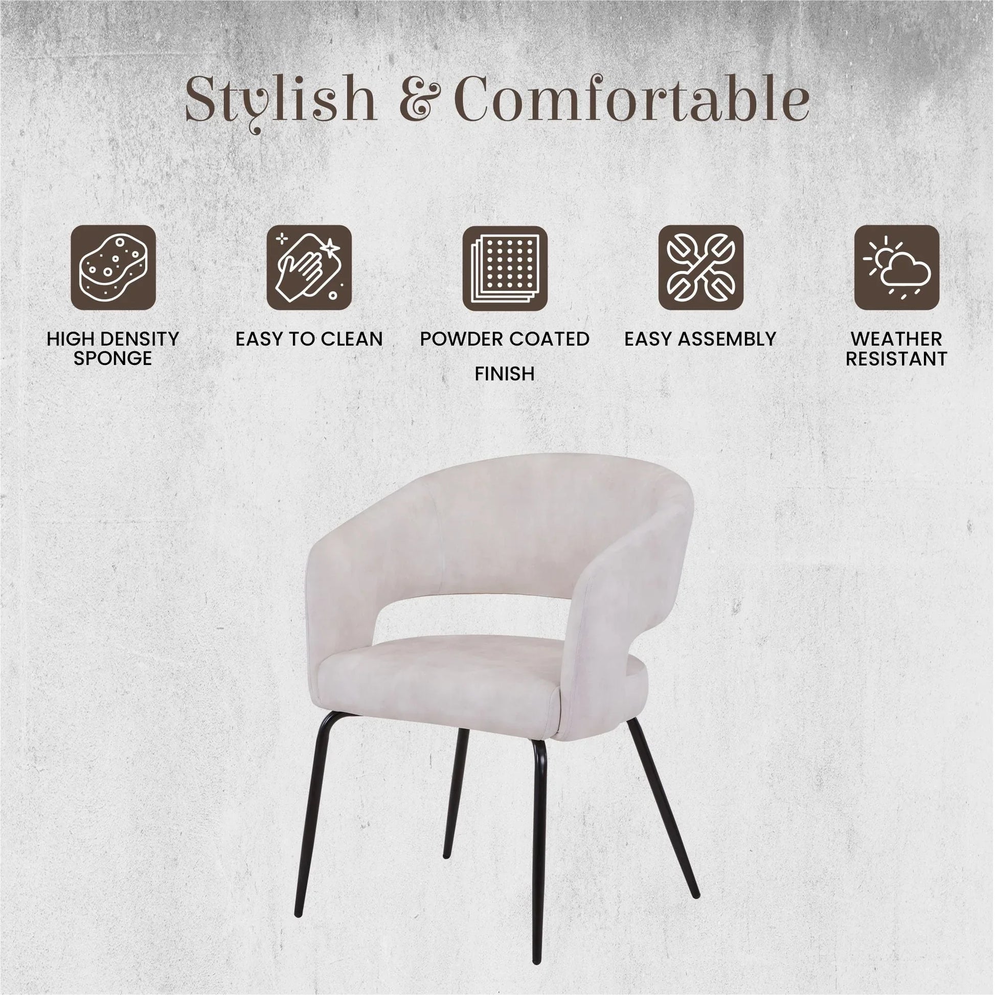 Gavin Dining Chair Upholstered in Leather/Velvet with Open Curved Backrest in Black Iron - Elax Furniture