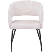 Gavin Dining Chair Upholstered in Leather/Velvet with Open Curved Backrest in Black Iron - Elax Furniture