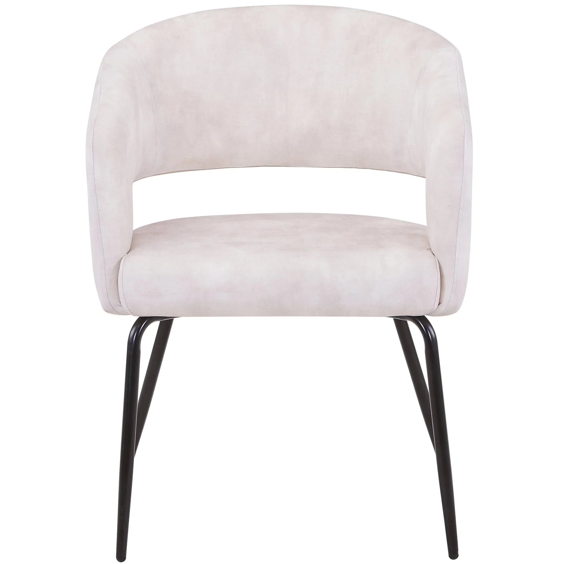 Gavin Dining Chair Upholstered in Leather/Velvet with Open Curved Backrest in Black Iron - Elax Furniture