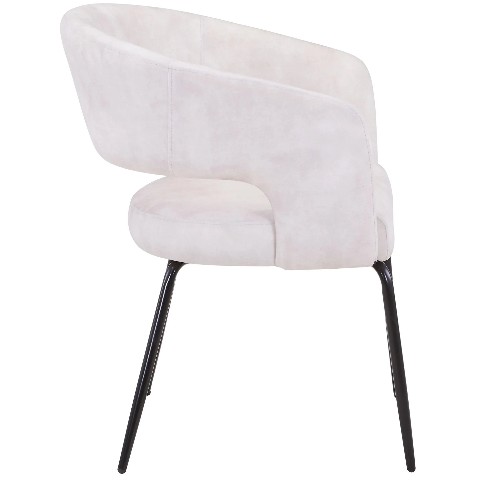 Gavin Dining Chair Upholstered in Leather/Velvet with Open Curved Backrest in Black Iron - Elax Furniture