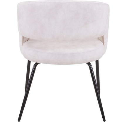 Gavin Dining Chair Upholstered in Leather/Velvet with Open Curved Backrest in Black Iron - Elax Furniture