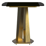 Voren 7-Piece Dining Set with Rectangular Glass Dining Table Gold Base and 6 Velvet/Leather Dining Chairs with Iron Base - Elax Furniture
