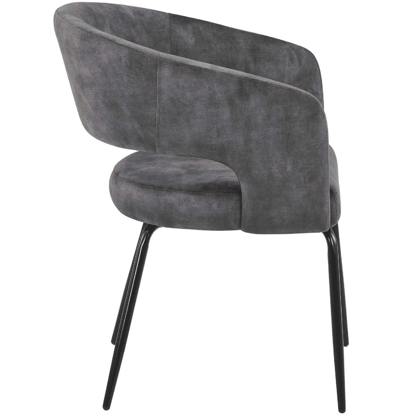 Gavin Dining Chair Upholstered in Leather/Velvet with Open Curved Backrest in Black Iron Set of 2 - Elax Furniture