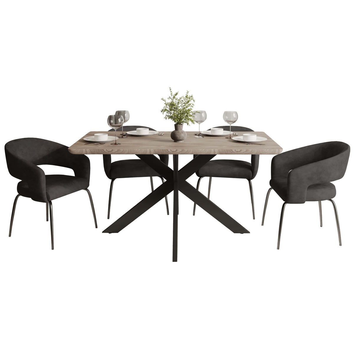 Ravenna 5-Piece Dining Set with Rectangular Dining Table in Maple and 6 Dining Chairs - Elax Furniture