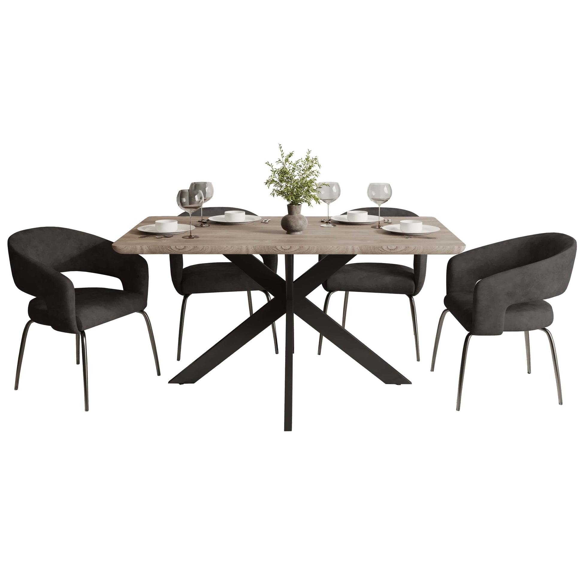 Ravenna 5-Piece Dining Set with Rectangular Dining Table in Maple and 6 Dining Chairs - Elax Furniture