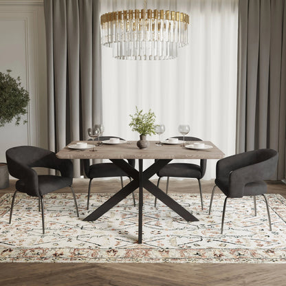 Ravenna 5-Piece Dining Set with Rectangular Dining Table in Maple and 6 Dining Chairs - Elax Furniture