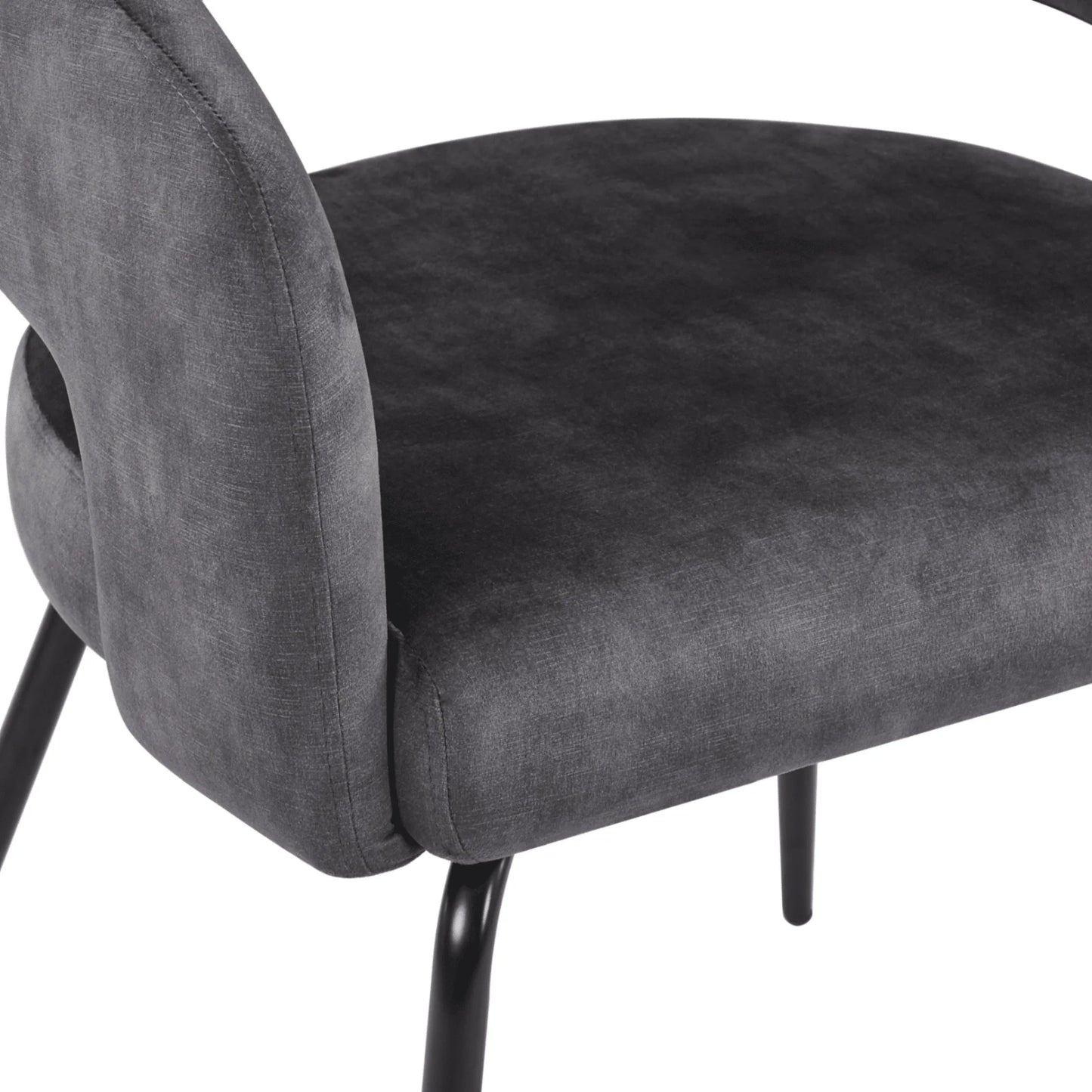 Gavin Dining Chair Upholstered in Leather/Velvet with Open Curved Backrest in Black Iron - Elax Furniture