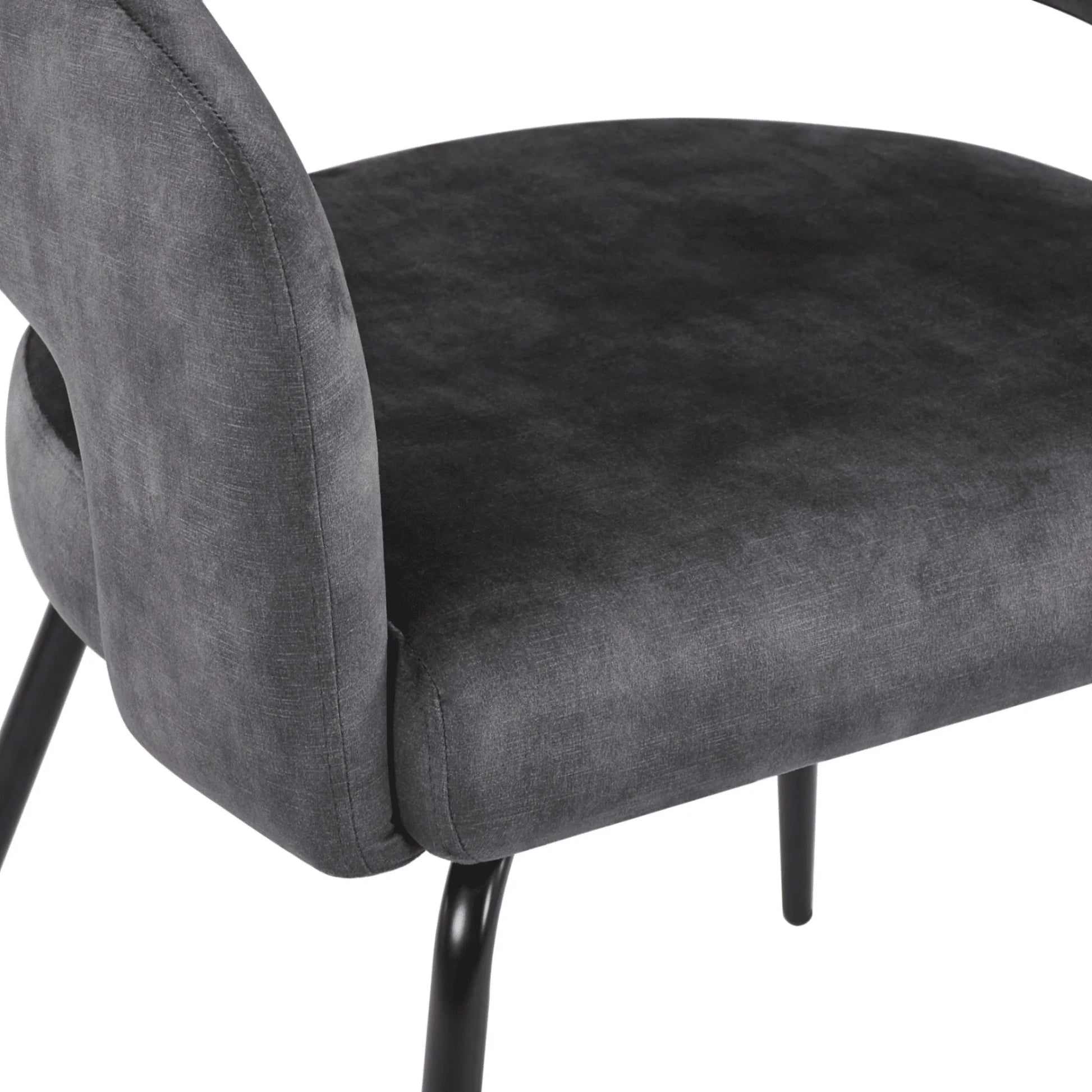 Gavin Dining Chair Upholstered in Leather/Velvet with Open Curved Backrest in Black Iron - Elax Furniture