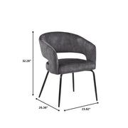 Gavin Dining Chair Upholstered in Leather/Velvet with Open Curved Backrest in Black Iron - Elax Furniture