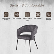 Gavin Dining Chair Upholstered in Leather/Velvet with Open Curved Backrest in Black Iron - Elax Furniture