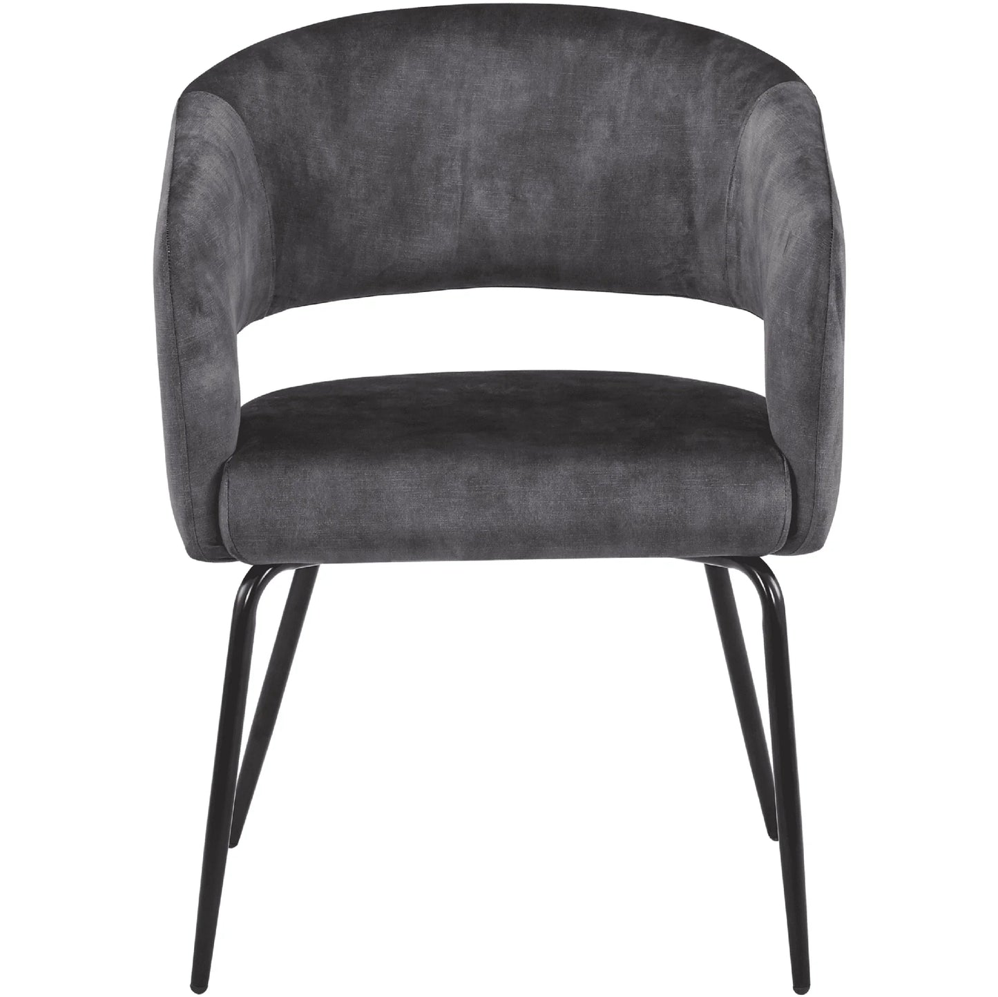 Gavin Dining Chair Upholstered in Leather/Velvet with Open Curved Backrest in Black Iron - Elax Furniture