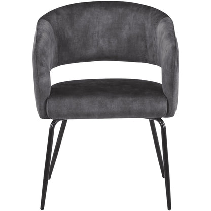 Gavin Dining Chair Upholstered in Leather/Velvet with Open Curved Backrest in Black Iron - Elax Furniture
