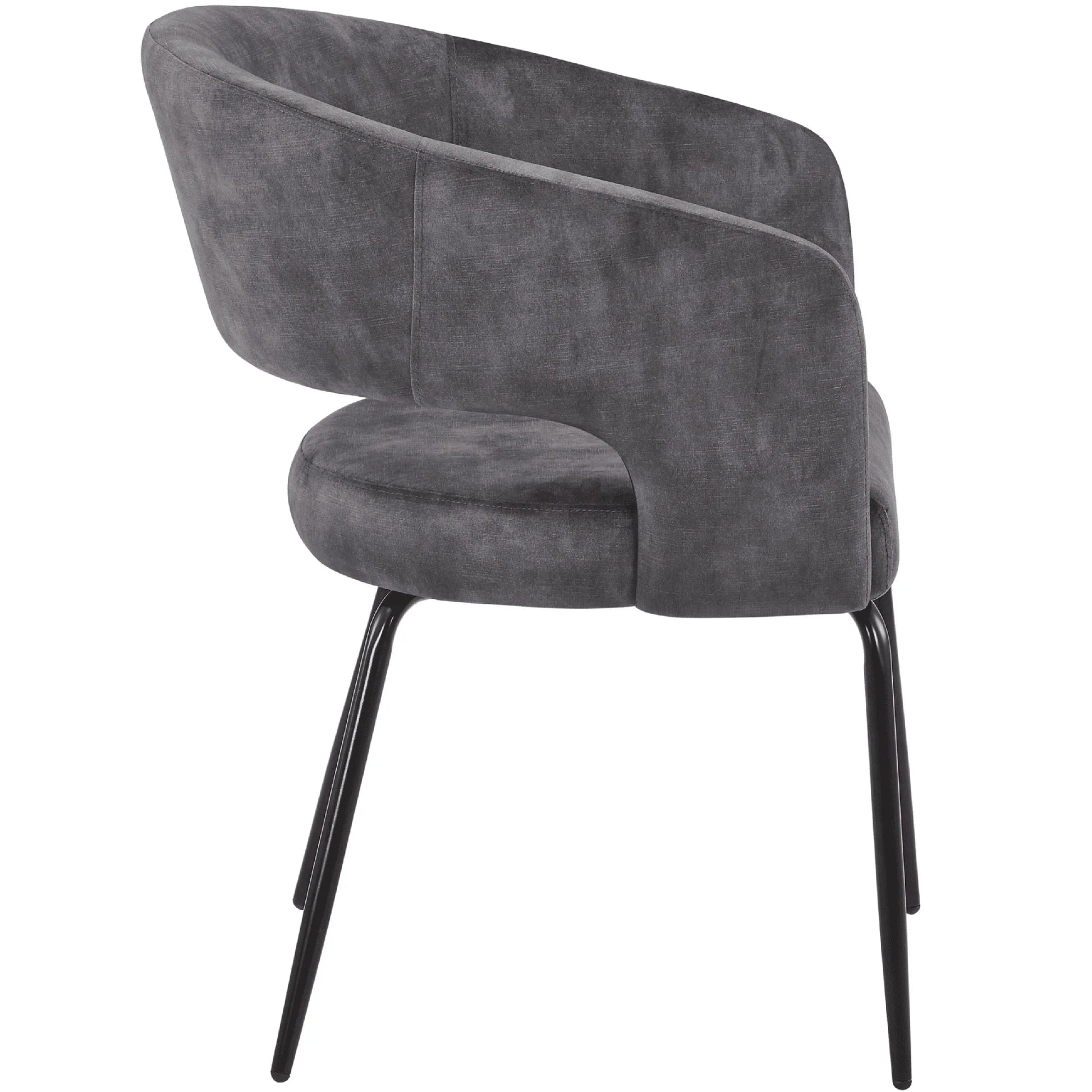 Gavin Dining Chair Upholstered in Leather/Velvet with Open Curved Backrest in Black Iron - Elax Furniture