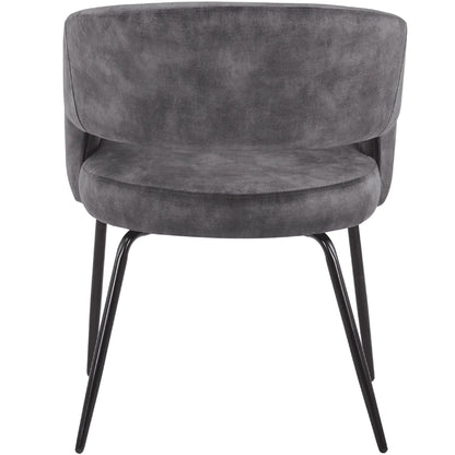 Gavin Dining Chair Upholstered in Leather/Velvet with Open Curved Backrest in Black Iron - Elax Furniture