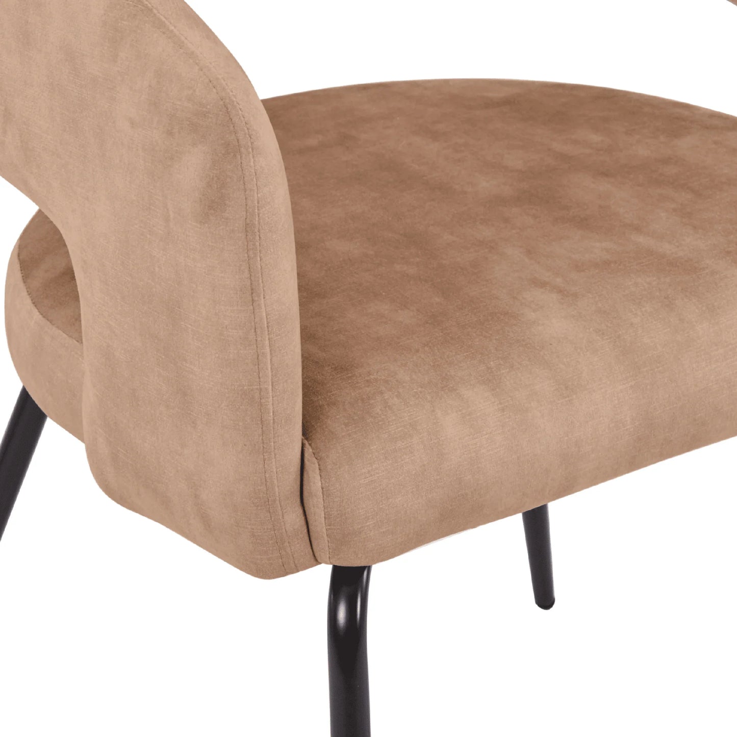 Gavin Dining Chair Upholstered in Leather/Velvet with Open Curved Backrest in Black Iron Set of 2 - Elax Furniture