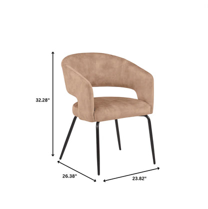 Gavin Dining Chair Upholstered in Leather/Velvet with Open Curved Backrest in Black Iron Set of 2 - Elax Furniture