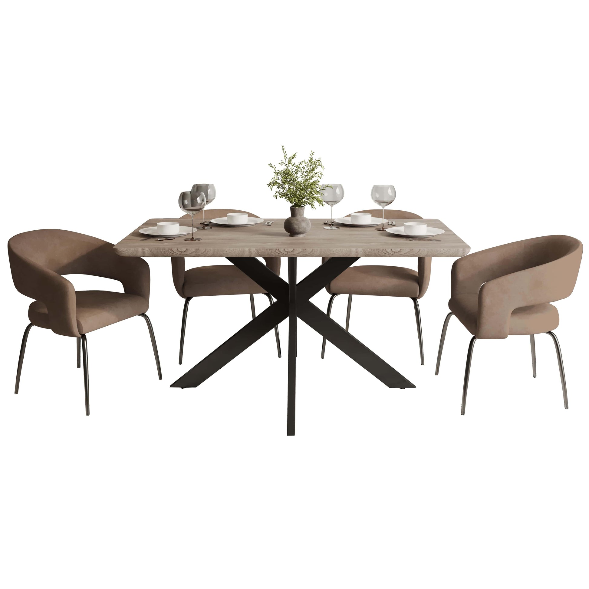 Ravenna 5-Piece Dining Set with Rectangular Dining Table in Maple and 6 Dining Chairs - Elax Furniture