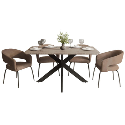 Ravenna 5-Piece Dining Set with Rectangular Dining Table in Maple and 6 Dining Chairs - Elax Furniture